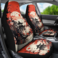 Samurai Warrior Japan Car Seat Cover Red-blossomed Tree Classic Japanese Stylized - Wonder Print Shop
