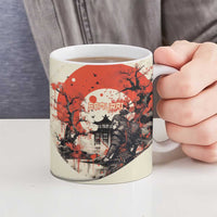 Samurai Warrior Japan Ceramic Mug Red-blossomed Tree Classic Japanese Stylized - Wonder Print Shop