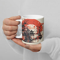 Samurai Warrior Japan Ceramic Mug Red-blossomed Tree Classic Japanese Stylized - Wonder Print Shop