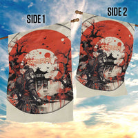 Samurai Warrior Japan Garden Flag Red-blossomed Tree Classic Japanese Stylized - Wonder Print Shop