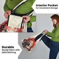 Samurai Warrior Japan Grocery Bag Red-blossomed Tree Classic Japanese Stylized - Wonder Print Shop