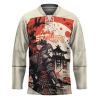 Samurai Warrior Japan Hockey Jersey Red-blossomed Tree Classic Japanese Stylized - Wonder Print Shop