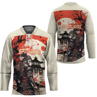 Samurai Warrior Japan Hockey Jersey Red-blossomed Tree Classic Japanese Stylized - Wonder Print Shop