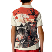 Samurai Warrior Japan Kid Polo Shirt Red-blossomed Tree Classic Japanese Stylized - Wonder Print Shop