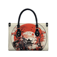 Samurai Warrior Japan Leather Bag Red-blossomed Tree Classic Japanese Stylized - Wonder Print Shop