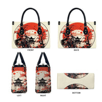Samurai Warrior Japan Leather Bag Red-blossomed Tree Classic Japanese Stylized - Wonder Print Shop