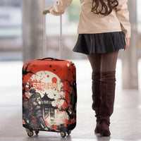 Samurai Warrior Japan Luggage Cover Red-blossomed Tree Classic Japanese Stylized - Wonder Print Shop