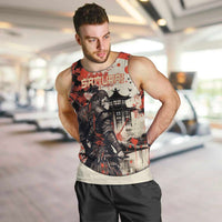 Samurai Warrior Japan Men Tank Top Red-blossomed Tree Classic Japanese Stylized - Wonder Print Shop