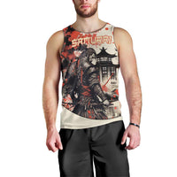 Samurai Warrior Japan Men Tank Top Red-blossomed Tree Classic Japanese Stylized - Wonder Print Shop