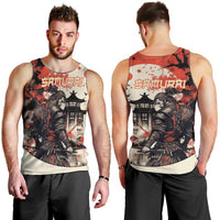 Samurai Warrior Japan Men Tank Top Red-blossomed Tree Classic Japanese Stylized - Wonder Print Shop