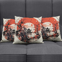 Samurai Warrior Japan Pillow Cover Red-blossomed Tree Classic Japanese Stylized - Wonder Print Shop