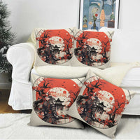 Samurai Warrior Japan Pillow Cover Red-blossomed Tree Classic Japanese Stylized - Wonder Print Shop