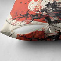 Samurai Warrior Japan Pillow Cover Red-blossomed Tree Classic Japanese Stylized - Wonder Print Shop