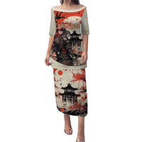 Samurai Warrior Japan Puletasi Red-blossomed Tree Classic Japanese Stylized - Wonder Print Shop