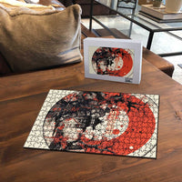 Samurai Warrior Japan Puzzle Red-blossomed Tree Classic Japanese Stylized - Wonder Print Shop