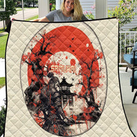 Samurai Warrior Japan Quilt Red-blossomed Tree Classic Japanese Stylized - Wonder Print Shop