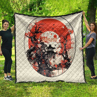 Samurai Warrior Japan Quilt Red-blossomed Tree Classic Japanese Stylized - Wonder Print Shop