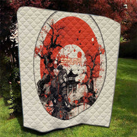Samurai Warrior Japan Quilt Red-blossomed Tree Classic Japanese Stylized - Wonder Print Shop