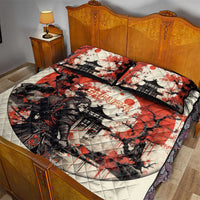 Samurai Warrior Japan Quilt Bed Set Red-blossomed Tree Classic Japanese Stylized - Wonder Print Shop