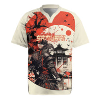 Samurai Warrior Japan Rugby Jersey Red-blossomed Tree Classic Japanese Stylized - Wonder Print Shop