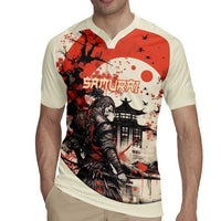 Samurai Warrior Japan Rugby Jersey Red-blossomed Tree Classic Japanese Stylized - Wonder Print Shop