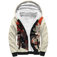 Samurai Warrior Japan Sherpa Hoodie Red-blossomed Tree Classic Japanese Stylized - Wonder Print Shop