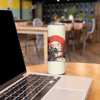 Samurai Warrior Japan Skinny Tumbler Red-blossomed Tree Classic Japanese Stylized - Wonder Print Shop
