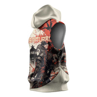 Samurai Warrior Japan Sleeveless Hoodie Red-blossomed Tree Classic Japanese Stylized - Wonder Print Shop