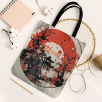 Samurai Warrior Japan Tote Bag Red-blossomed Tree Classic Japanese Stylized - Wonder Print Shop