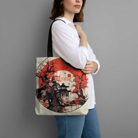 Samurai Warrior Japan Tote Bag Red-blossomed Tree Classic Japanese Stylized - Wonder Print Shop