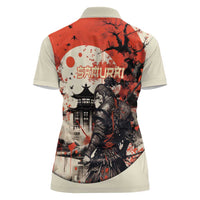 Samurai Warrior Japan Women Polo Shirt Red-blossomed Tree Classic Japanese Stylized - Wonder Print Shop