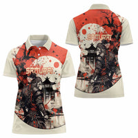 Samurai Warrior Japan Women Polo Shirt Red-blossomed Tree Classic Japanese Stylized - Wonder Print Shop