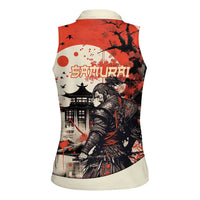 Samurai Warrior Japan Women Sleeveless Polo Shirt Red-blossomed Tree Classic Japanese Stylized - Wonder Print Shop