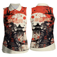 Samurai Warrior Japan Women Sleeveless Polo Shirt Red-blossomed Tree Classic Japanese Stylized - Wonder Print Shop
