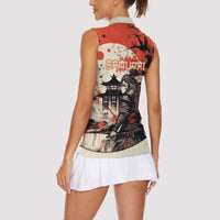 Samurai Warrior Japan Women Sleeveless Polo Shirt Red-blossomed Tree Classic Japanese Stylized - Wonder Print Shop