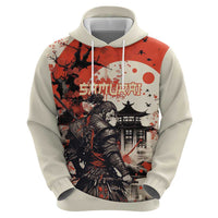 Samurai Warrior Japan Zip Hoodie Red-blossomed Tree Classic Japanese Stylized - Wonder Print Shop