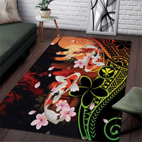 Hawaiian and Japanese Area Rug Koi Fish With Kanaka Polynesian Tattoo - Wonder Print Shop