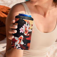 Hawaiian and Japanese 4 in 1 Can Cooler Tumbler Koi Fish With Kanaka Polynesian Tattoo - Wonder Print Shop