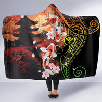 Hawaiian and Japanese Hooded Blanket Koi Fish With Kanaka Polynesian Tattoo - Wonder Print Shop