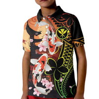 Hawaiian and Japanese Kid Polo Shirt Koi Fish With Kanaka Polynesian Tattoo - Wonder Print Shop