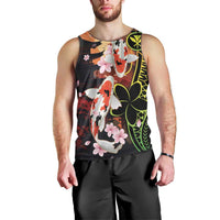 Hawaiian and Japanese Men Tank Top Koi Fish With Kanaka Polynesian Tattoo - Wonder Print Shop
