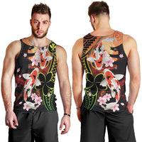 Hawaiian and Japanese Men Tank Top Koi Fish With Kanaka Polynesian Tattoo - Wonder Print Shop