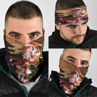 Hawaiian and Japanese Neck Gaiter Koi Fish With Kanaka Polynesian Tattoo - Wonder Print Shop
