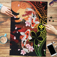 Hawaiian and Japanese Puzzle Koi Fish With Kanaka Polynesian Tattoo - Wonder Print Shop