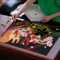 Hawaiian and Japanese Puzzle Koi Fish With Kanaka Polynesian Tattoo - Wonder Print Shop