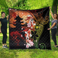 Hawaiian and Japanese Quilt Koi Fish With Kanaka Polynesian Tattoo - Wonder Print Shop