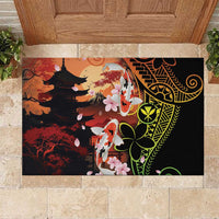 Hawaiian and Japanese Rubber Doormat Koi Fish With Kanaka Polynesian Tattoo - Wonder Print Shop