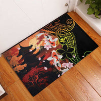 Hawaiian and Japanese Rubber Doormat Koi Fish With Kanaka Polynesian Tattoo - Wonder Print Shop