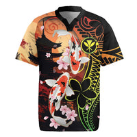 Hawaiian and Japanese Rugby Jersey Koi Fish With Kanaka Polynesian Tattoo - Wonder Print Shop