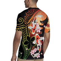 Hawaiian and Japanese Rugby Jersey Koi Fish With Kanaka Polynesian Tattoo - Wonder Print Shop